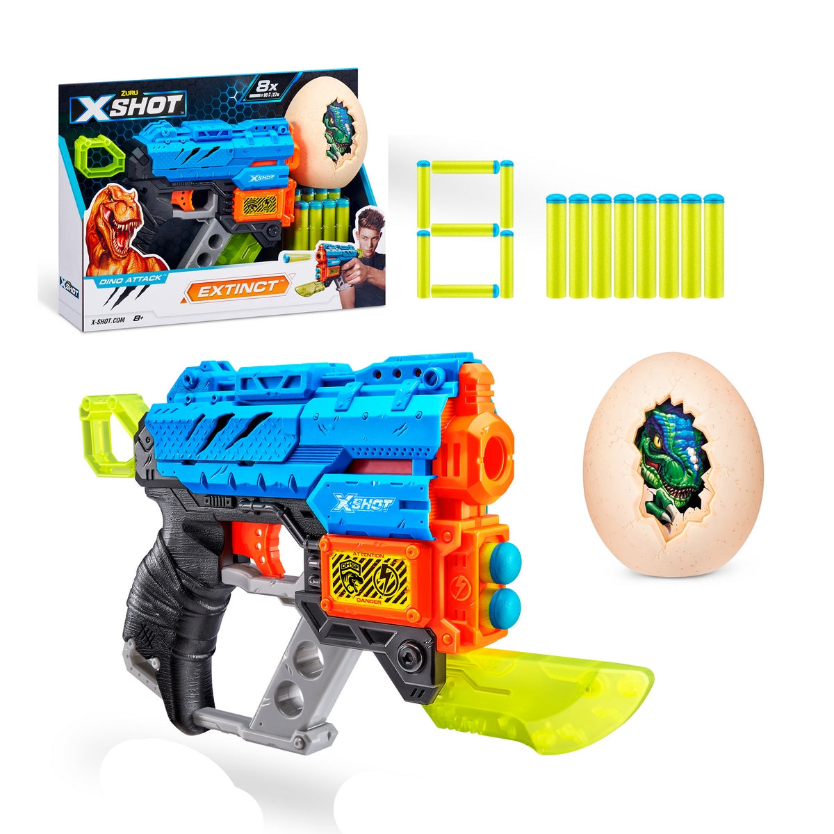 Lanzador Dino Attack Extinct Con 8 Dardos Y 1 Huevo X-Shot